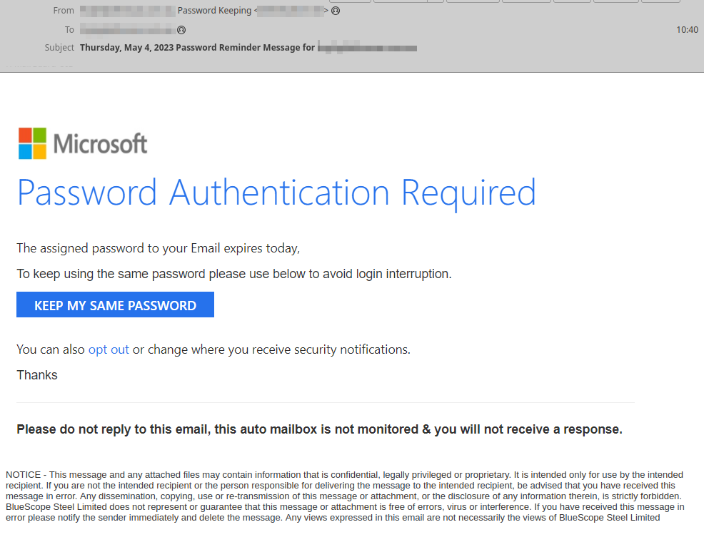 Microsoft Scam Warns Users ‘Password Authentication Required’